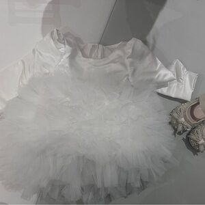 White Tulle Dress with Long Sleeves